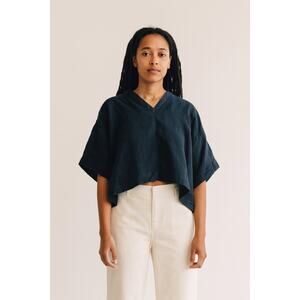 Aliya Wanek Saida Organic Cotton Boxy Cropped Crop Top Black XS Shirt